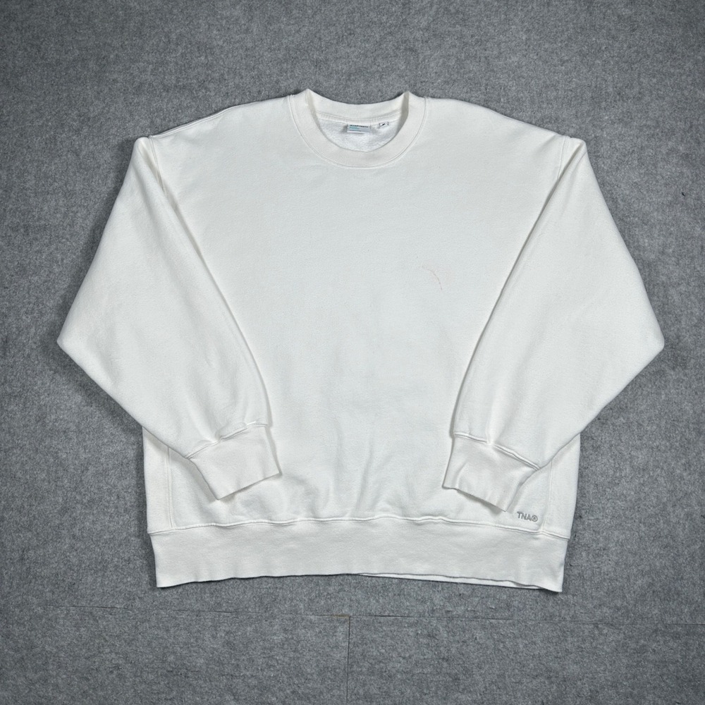 TNA Sweatfleece Crewneck Sweatshirt Womens XL White‎ Cozy Fleece Boyfriend Fit